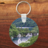 Watervalcascade met groen bos in Kroatië Sleutelhanger (Achterkant)