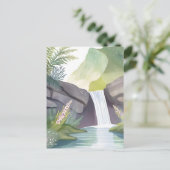 watervalfluistering | Natuur Waterverf Landschap Briefkaart (Staand voorkant)
