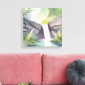 watervalfluistering | Natuur Waterverf Landschap Canvas Afdruk (Insitu (Woonkamer))