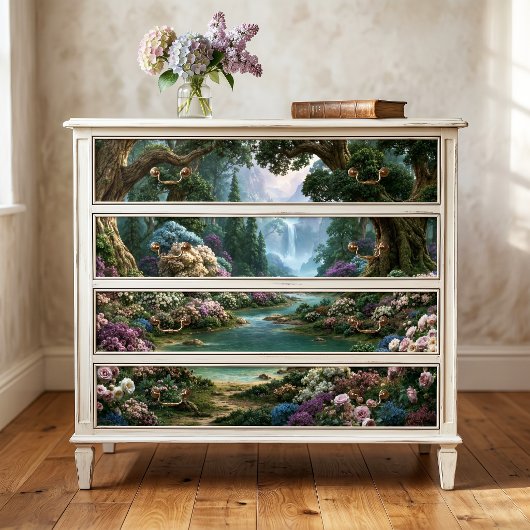 Watervall Rivier Betoverde Bloemvallei Decoupage Tissuepapier