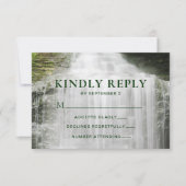 Watervalland buitenshuis bruiloft RSVP Kaartje (Voorkant)