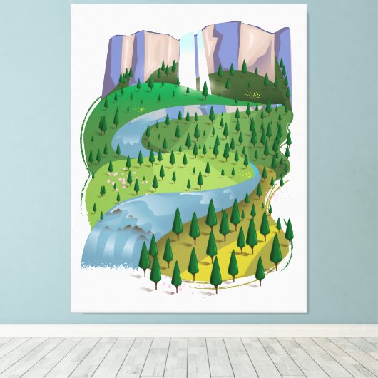 Watervallandschap Canvas Afdruk (Insitu (Houten vloer))