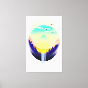 Watervallandschap Canvas Afdruk