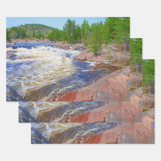 Watervallandschap Mooie groene bomen Inpakpapier Vel (Set)