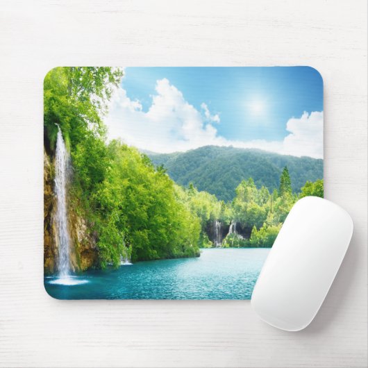 Watervallandschap Mousepad Muismat (Met muis)