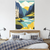 Watervallandschap van de natuur canvas afdruk (Insitu (Slaapkamer))