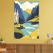Watervallandschap van de natuur canvas afdruk (Insitu (Woonkamer))