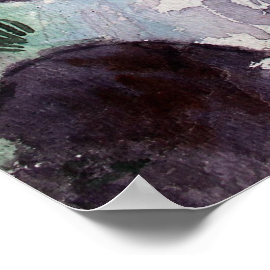 Watervallandschap waterverf op papier poster (Hoek)