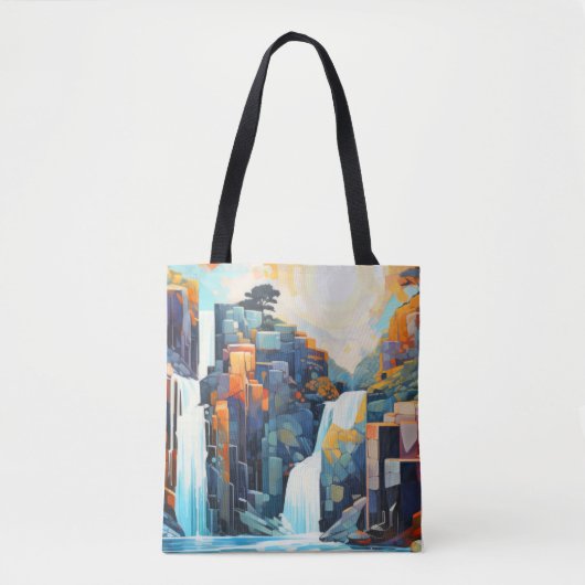 Watervallandschapsconcept Abstracte kleurrijke kun Tote Bag (Voorkant)