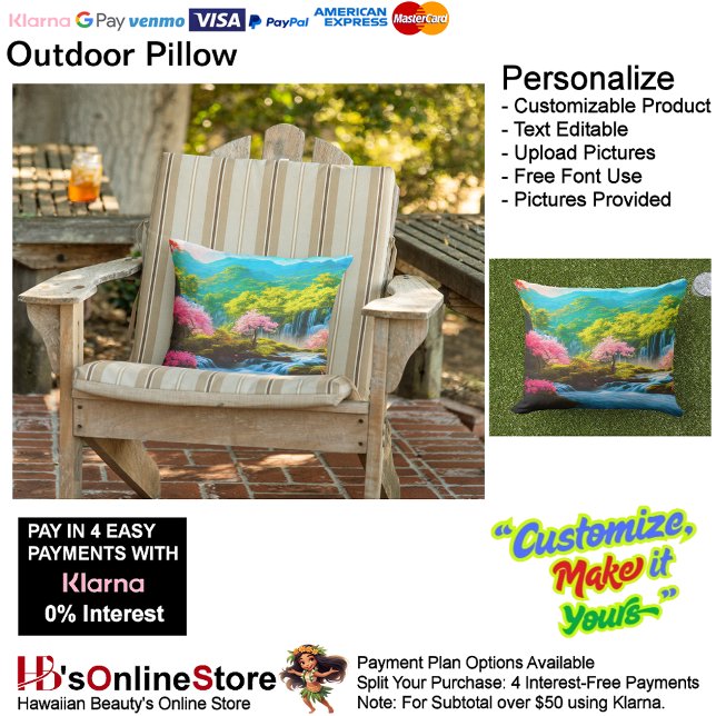 Watervallen Buiten Lenden Kussen (Waterfalls Outdoor Colorful Nature Beauty Outdoor Outdoor Pillow.)