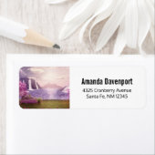 Watervallen en Cherry Tree door een meer Etiket (Insitu)