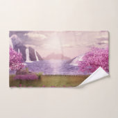 Watervallen en Cherry Trees door een meer Bad Handdoek (Handdoek)