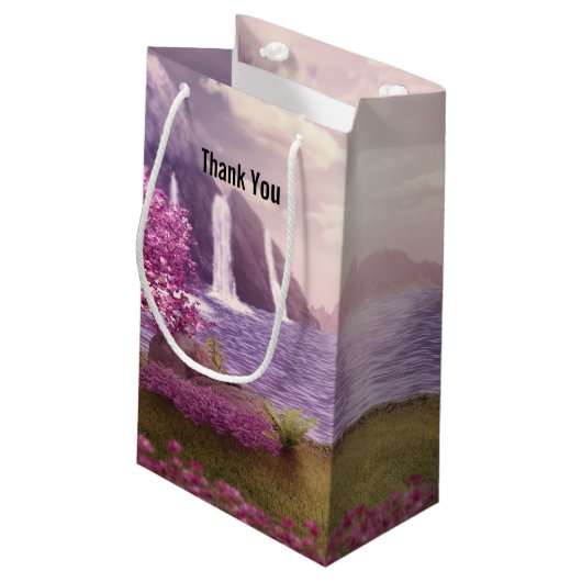 Watervallen en Cherry Trees door een meer Dank je Klein Cadeauzakje (Achterkant Gekanteld)