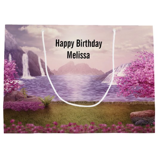 Watervallen en Cherry Trees door een meer Groot Cadeauzakje (Achterkant)