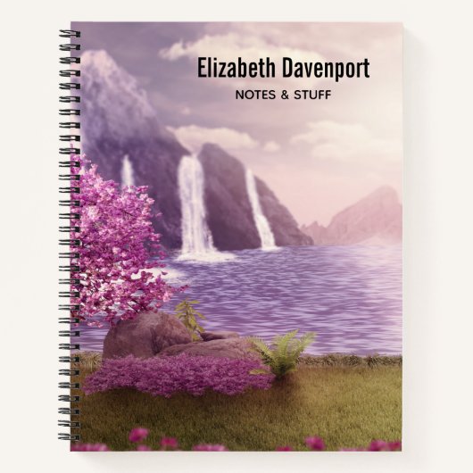 Watervallen en Cherry Trees door een meer Notitieboek (Voorkant)