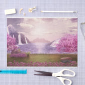 Watervallen en Cherry Trees door een meer Tissuepapier (Craft)