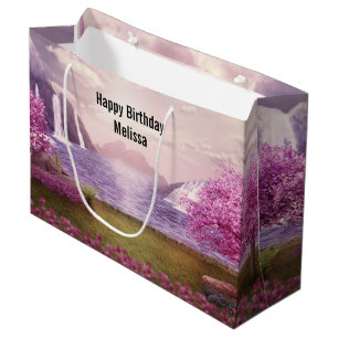 Watervallen en Cherry Trees door een meer van Birt Groot Cadeauzakje