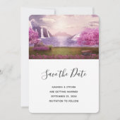 Watervallen en Cherry Trees rond een bruiloft Save The Date (Voorkant)