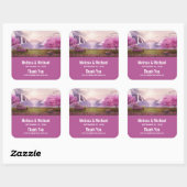 Watervallen en Cherry Trees rond een bruiloft Vierkante Sticker (Vel)