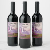 Watervallen en Cherry Trees rond een bruiloft Wijn Etiket (Flessen)