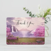 Watervallen en Cherry Trees rond een meer Bedankkaart (Staand voorkant)