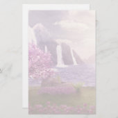 Watervallen en Cherry Trees rond een meer Briefpapier (Voorkant / Achterkant)