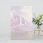 Watervallen en Cherry Trees rond een meer Briefpapier (Staand voorkant)