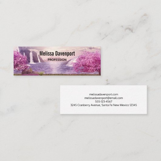 Watervallen en Cherry Trees rond een meer Mini Visitekaartje (Voorkant / Achterkant)