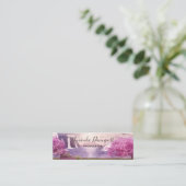 Watervallen en Cherry Trees rond een meer Mini Visitekaartje (Staand voorkant)