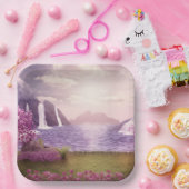 Watervallen en Cherry Trees rond een meer Papieren Bordje (Feest)