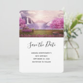 Watervallen en Cherry Trees rond een meer Save The Date (Staand voorkant)