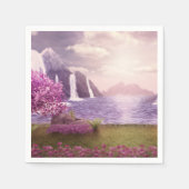 Watervallen en Cherry Trees rond een meer Servet (Voorkant)