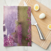 Watervallen en Cherry Trees rond een meer Theedoek (Quarter Fold)