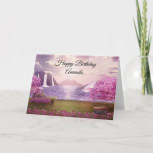 Watervallen en Cherry Trees rond een meer van de v Kaart