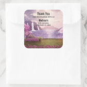 Watervallen en Cherry Trees rond een meer van de v Vierkante Sticker (Tas)