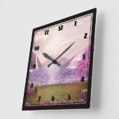 Watervallen en Cherry Trees rond een meer Vierkante Klok (Hoek)