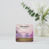 Watervallen en Cherry Trees rond een meer Vierkante Visitekaartje (Staand voorkant)