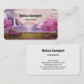 Watervallen en Cherry Trees rond een meer Visitekaartje (Voorkant / Achterkant)