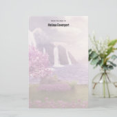 Watervallen en Cherry Treins rond een meer van de  Briefpapier (Staand voorkant)