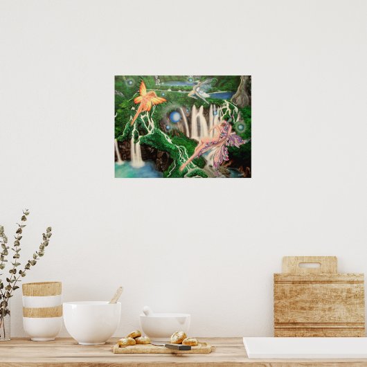 Watervallen en danslichten poster (Keuken)