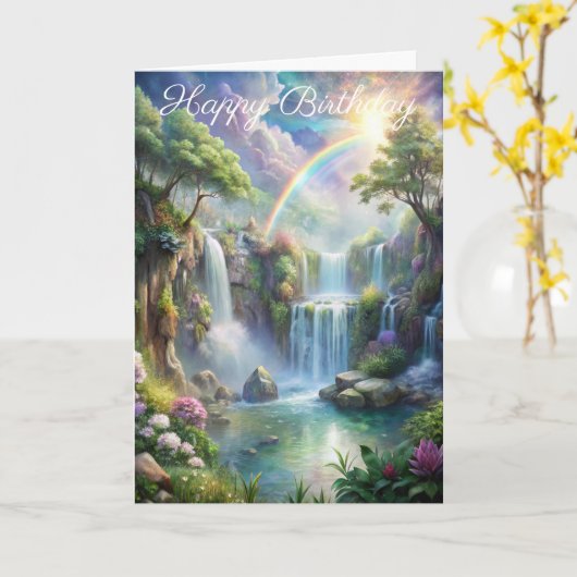 Watervallen en regenboog kaart (Gele Bloem)