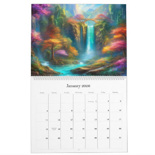 Watervallen in waterverf kalender