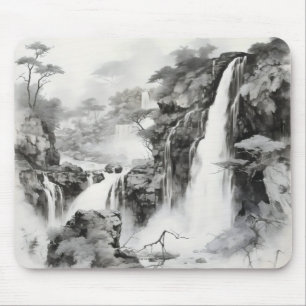 Watervallen Inkt Schilderij Muismat