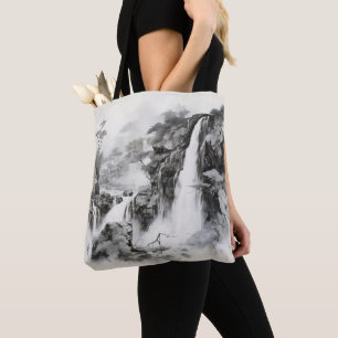 Watervallen Inkt Schilderij Tote Bag