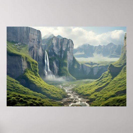 Watervallen Landschap Meditatie Serene Poster (Voorkant)
