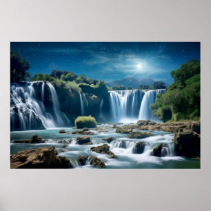 Watervallen Landschap Meditatie Serene Poster