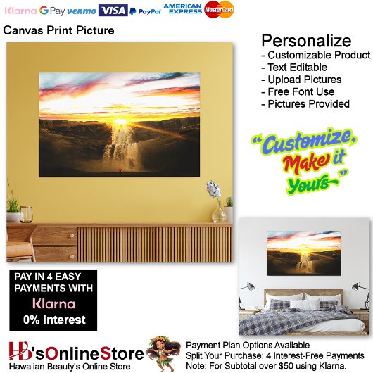 Watervallen Natuur Relax Home Kantoor Afbeelding 1 Canvas Afdruk