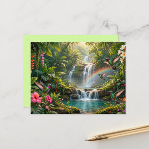 Watervallen Regenboog Kolibries Tropisch Schuilpla Briefkaart
