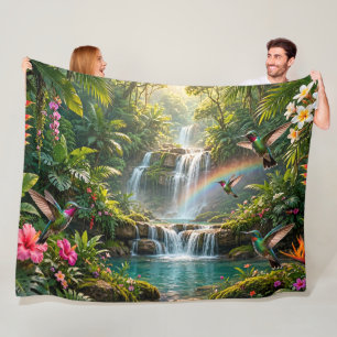 Watervallen Regenboog Kolibries Tropisch Schuilpla Fleece Deken