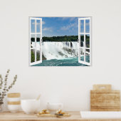 Watervallen Trompe l'oeil Nepraam Uitzicht Poster (Keuken)